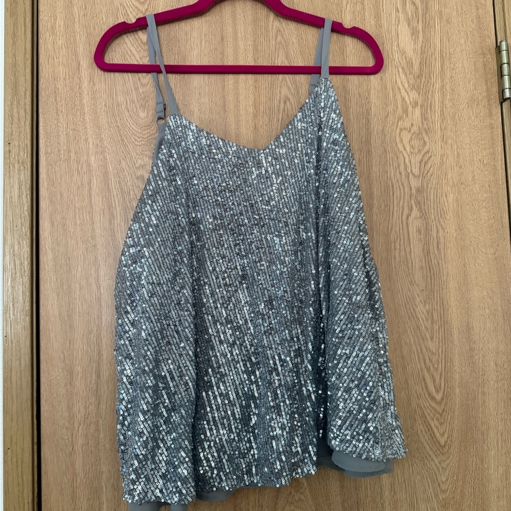 Torrid Silver Sequin Tank Top